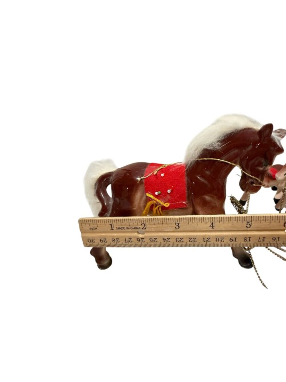 Vintage Ceramic Horse with 5 Ponies on Chain Figurine Red Saddle Japan Artmark - Picture 9 of 15